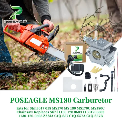 Vista 2 de Carburador MS180 para motosierra Stihl 017 018 MS170 MS 180 MS170C MS180C Reemplaza Compatible con Stihl 1130 120 0603 11301200603 1130-120-0603