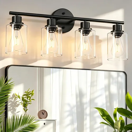 Vista 25 de Paquete de 2 luces de tocador de 1 luz, lámpara de baño de níquel cepillado con pantalla de vidrio blanco lechoso texturizado, accesorio