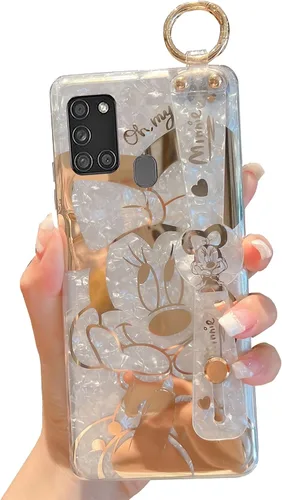 Vista 13 de para Galaxy A05s Funda con Correa para Muñeca y Soporte de Patada, Cubierta Ultra Delgada con Patrón de Animales IMD, Protección a Prueba de Golpes