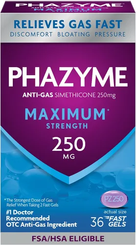 Vista 12 de Phazyme - Alivio máximo para los gases y la hinchazón, 250 mg de simeticona, 12 cápsulas blandas