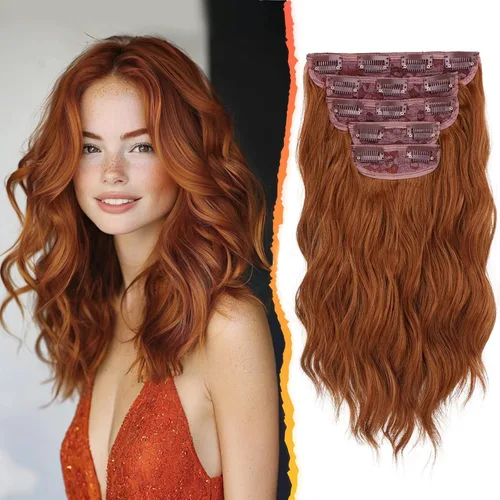 Vista 7 de BARSDAR Extensiones de cabello ondulado con clip negro marrón - 14 pulgadas, extensiones de cabello corto ondulado con clip para mujer - 5 piezas