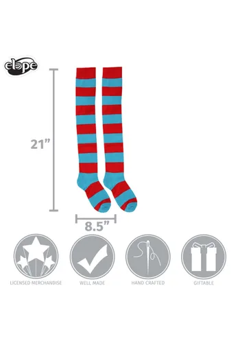 Vista 4 de Medias a rayas hasta la rodilla Thing 1 y Thing 2 Multicolor
