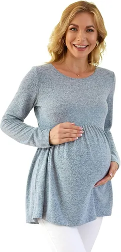 Vista 3 de Xpenyo Womens Maternity Tunics Long Sleeve Tops Fall Winter Shirts for Leggings Casual Pregnancy Clothes