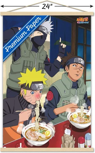 Vista 3 de Trends International Naruto Shippuden - Póster de pared de alimentos, 22.375 x 34 pulgadas, paquete de impresión premium y colgador de madera de haya