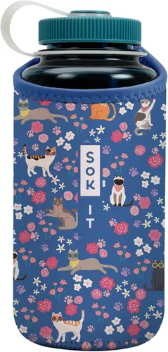 Vista 225 de Sok It BotlSok Funda para botella de agua con cubierta de neopreno aislante (Floral abstracto, se ajusta a CamelBak o Nalgene de 12 onzas)