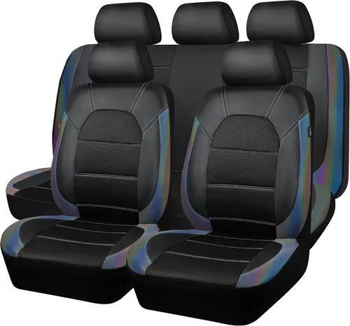 Vista 30 de CAR PASS Fundas de cuero para asientos delanteros solamente, con fundas de asiento delantero de malla de aire, transpirables, fundas de asiento