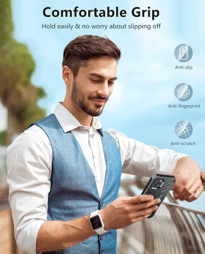 Vista 7 de FNTCASE Funda para iPhone 14/13: con funda de clip para cinturón y soporte, cubierta de protección de grado militar resistente a prueba de golpes