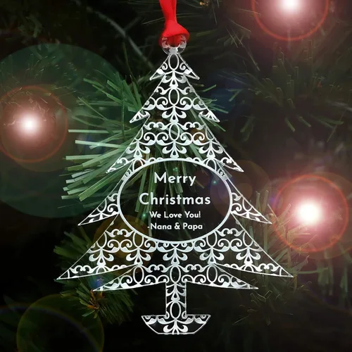 Vista 12 de LHS Adornos de Navidad personalizados para 2023 Decoraciones de copo de nieve para árbol, acrílico transparente resistente a roturas