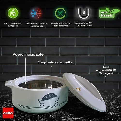 Vista 3 de Cello Chef Deluxe - Cazuela aislada para ollas calientes, 5 litros, color blanco