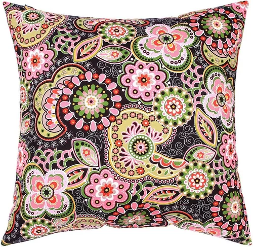 Vista 22 de TangDepot - Fundas de almohada decorativas 100% de algodón con estampado floral, fundas de almohada hechas a mano - (12 x 12 pulgadas, Negro Claro)