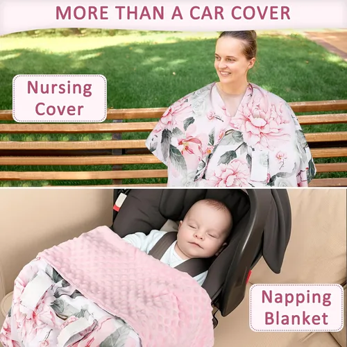 Vista 3 de Funda de Asiento de Automóvil para Bebé, Funda Transpirable para Asiento de Automóvil Infantil para Verano con Apertura Peekaboo, Cubierta de Toldo