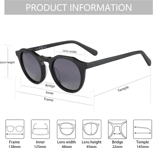 Vista 67 de ZENOTTIC Gafas de sol polarizadas redondas vintage para hombres y mujeres con protección UV400