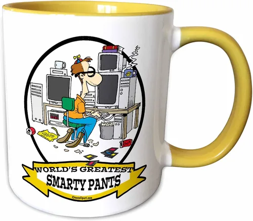 Vista 12 de 3dRose Taza de café, tamaño – 11 oz – Funny Worlds Greatest Smarty Pants Men Cartoon Worlds Greatest Cartoons – divertido regalo de taza de café