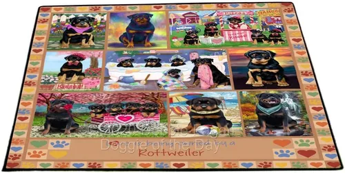 Vista 9 de Doggie of the Day Rottweiler Dogs Floor Mat - 4th of July Independence Day - Best Dog Doormat - Protector Decor - Unique Portrait Art - Premium