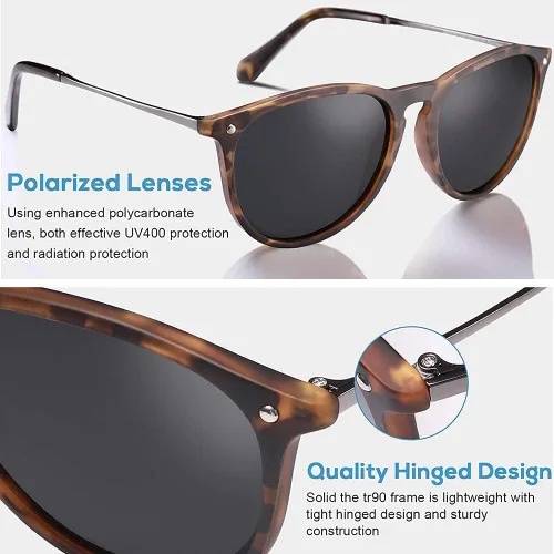 Vista 9 de CARFIA Gafas de sol vintage para mujer, polarizadas, protección UV, estilo clásico retro, CA5100