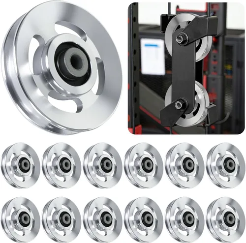 Vista 7 de BESTEEL 6 ruedas universales de polea de aluminio de 3.543 in para equipos de gimnasio, pieza de repuesto de máquina de cable silenciosa