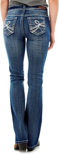 Vista 2 de WallFlower - Pantalones de mezclilla con curvas deliciosas y corte bota para mujer, denim elástico de cintura media, tallas inclusivas para jóvenes