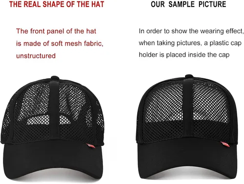 Vista 2 de FEICUI Men Mesh Trucker Baseball Cap Adjustable 6-Panel Hat Outdoor Sports Wear