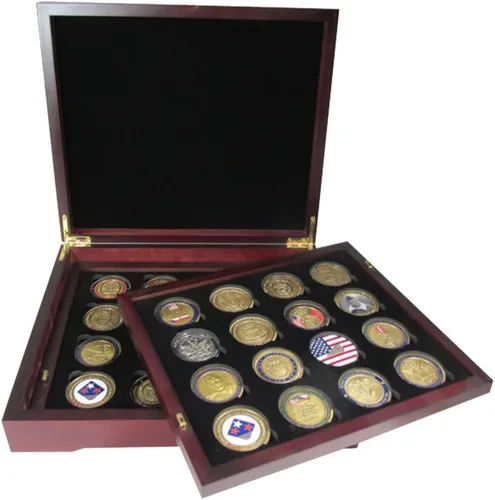 Vista 4 de Caja de exhibición de monedas de dos bandejas para cápsulas, certificadas, estilo losa o monedas de desafío, sin bandejas