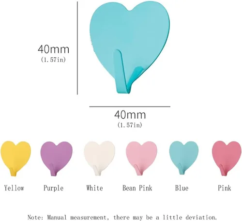 Vista 2 de JtmyAota Paquete de 12 ganchos decorativos de pared en forma de corazón, gancho de pared adhesivo fuerte de acero inoxidable para el hogar, cocina