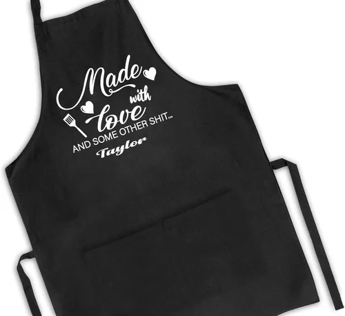 Vista 2 de Delantales divertidos personalizables para mujeres y hombres, delantal de cocina personalizado con 2 bolsillos, bonitos regalos para hornear
