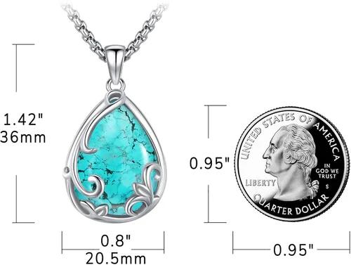 Vista 4 de Joyas de turquesa para mujeres y hombres de plata de ley 925 con colgante de urna para cenizas, collar con medallón de imagen, martillo de Thor