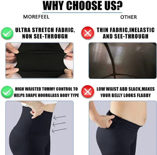 Vista 5 de Paquete de 4 leggings para mujer, levantamiento de glúteos, cintura alta, control de abdomen, adelgazantes, color negro, no transparente, pantalones