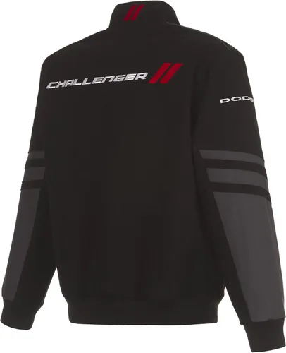 Vista 2 de JH DESIGN GROUP Chaqueta Dodge Challenger para hombre, un abrigo de sarga clásico bordado