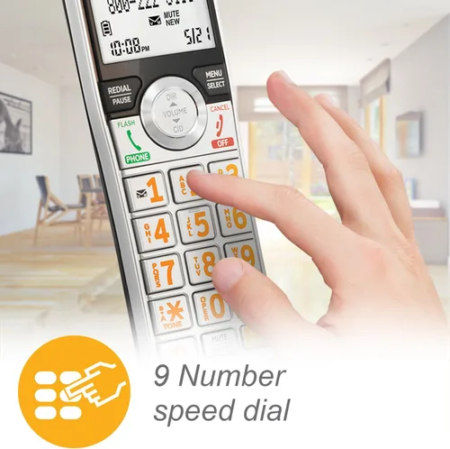 Vista 12 de AT&T CL84107 DECT 6.0 Teléfono expandible con cable/inalámbrico con bloqueador de llamadas inteligente, negro/plata con 1 auricular