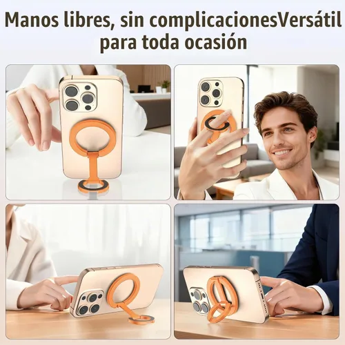 Vista 4 de Anillo magnético para teléfono MagSafe de doble cara con agarre magnético para teléfono, soporte de teléfono compatible con iPhone 17/16/15/14/13