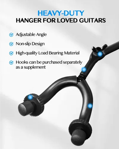 Vista 4 de STRICH SMH-02A - Percha de pared compacta para guitarra, paquete de 2 unidades, gancho de metal ajustable multiángulo de brazo corto para una