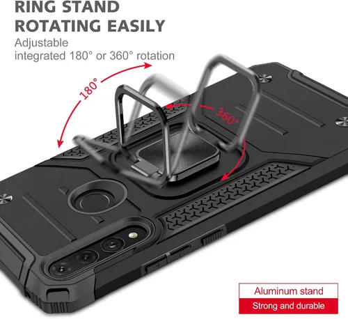 Vista 5 de Asuwish Funda compatible con Huawei Y9 Prime 2019 y protector de pantalla de vidrio templado, soporte de anillo celular con soporte para teléfono