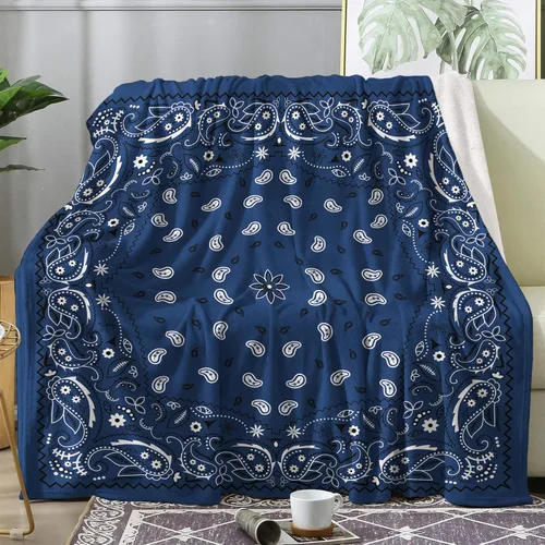 Vista 10 de Manta tipo bandana negra, manta de forro polar para sofá cama, mantas y mantas de cachemira, manta de franela de felpa súper suave y acogedora, 30 x