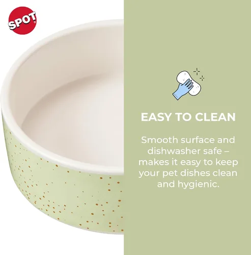 Vista 3 de SPOT Cuenco redondo de cerámica moteado para alimentos y agua para mascotas, apto para lavavajillas, ideal para perros pequeños, gatos, reptiles