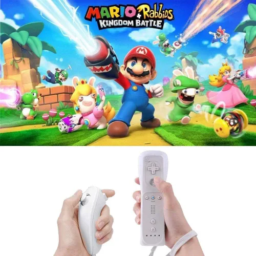 Vista 7 de PlayHard 2 Pack Remote Controllers Compatible with Nintendo Wii & Wii U, with Silicone Cases and Wrist Straps (White X 2)