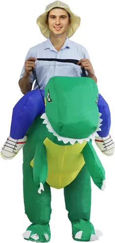 Vista 2 de Disfraz de dinosaurio para adultos, la mejor decoración para fiestas, reuniones, celebraciones de vacaciones, Halloween y otros festivales..