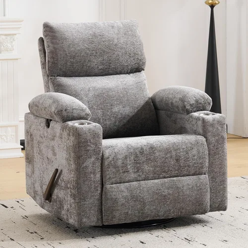 Vista 11 de Sillón reclinable eléctrico con balanceo para guardería con apoyabrazos ajustables, silla de lactancia con función de masaje y calor, reclinable