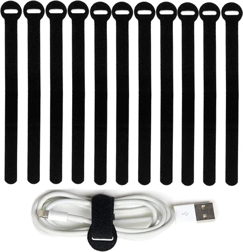 Vista 8 de 150 bridas reutilizables para cables - 4+6+8+10 pulgadas, correas de cables multiusos con gancho y bucle para gestión de cables, ataduras