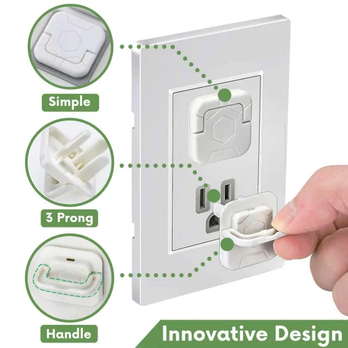 Vista 3 de Cubiertas de salida para bebés, protectores de enchufe de seguridad para niños, difíciles de quitar para niños pequeños, protector de descarga