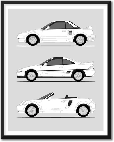 Vista 24 de Idea Network Póster hecho a mano compatible con Toyota Corolla Print Wall Art Decoración hecha a mano del Corolla Sprinter Generations History