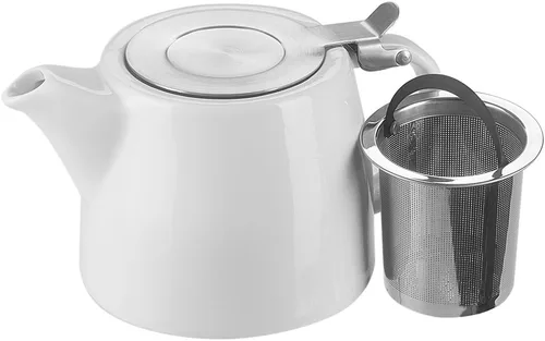 Vista 2 de Belinlen Tetera de 18 oz con infusor y tapa SLS (blanco)