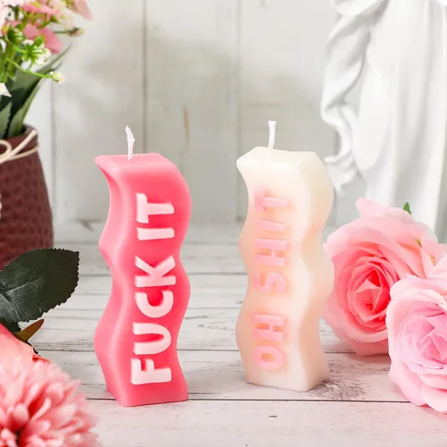 Vista 5 de Coume 2 velas estéticas atmósfera vela ondulada palabra divertida en forma de moda Soy Wax Scented Candles, Cool Funny Gift Friends Coworkers