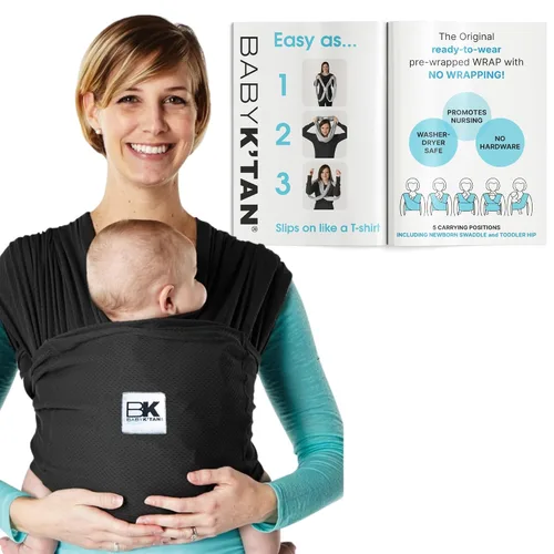 Vista 6 de Portabebés Breeze Baby K'tan transpirable 100% de malla de algodón Envoltura manos libres para bebés Sin anillos ni hebillas Negro Pequeño