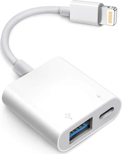 Vista 8 de Adaptador de cámara Lightning a USB, cable USB OTG certificado MFi de Apple blanco-1
