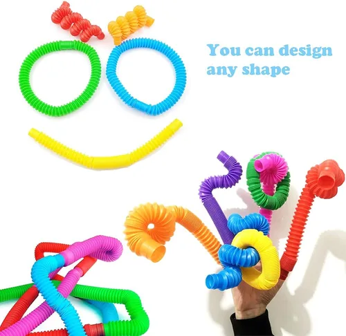 Vista 6 de Tubos de estallido, paquete de 14 juguetes para ansiedad de tubo para niños y juguetes sensoriales para niños y adultos, tubos antiestrés