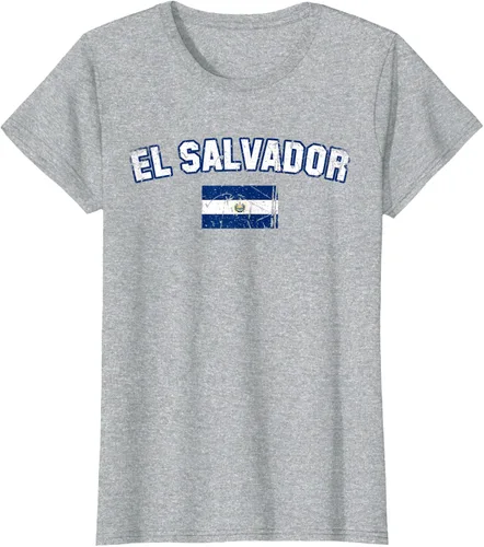 Vista 28 de EL SALVADOR Bandera Vintage Hombres Mujeres Niños Camiseta EL SALVADOR