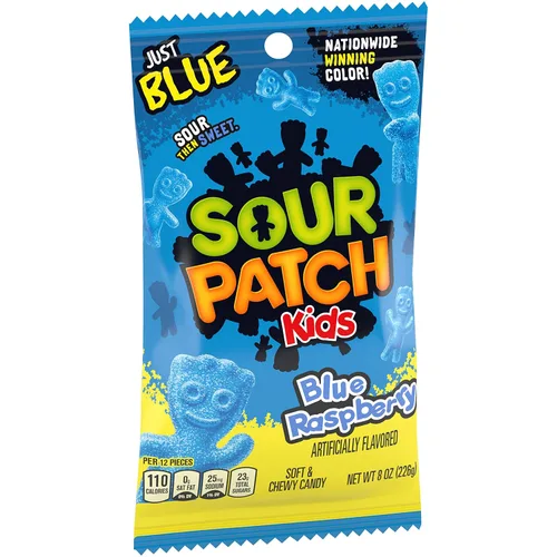 Vista 11 de SOUR PATCH KIDS Caramelo suave y masticable de frambuesa azul, bolsas de 12-8 onzas