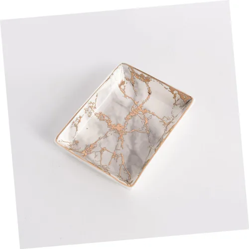 Vista 9 de ABOOFAN 3pcs bandejas decorativas trinket tray ceramic tray ceramic ring tray ceramic ring plate earring tray decorative serving tray decor tray