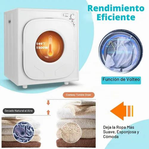 Vista 3 de Secadora portátil de acero inoxidable con panel táctil, 2 modos, 4 programas de secado y ventilación de escape ajustable, 13.2 libras, carga