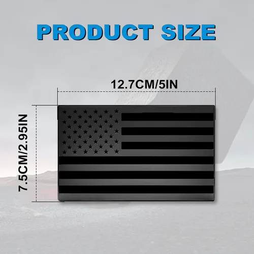Vista 2 de 2 paquetes de calcomanías de emblema de bandera americana negra en 3D con relieve en metal, adhesivos mate negros compatibles con Jeep, camionetas